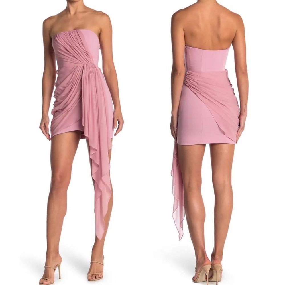NWT CINQ A SEPT Yuki Rouched Strapless Mini Dress Tea Rose Size 10